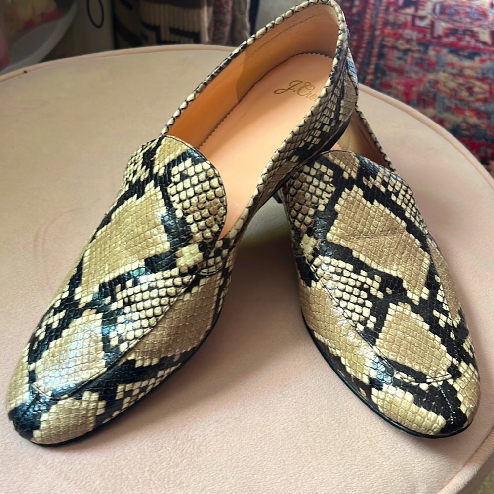 J Crew snakeskin leather loafers